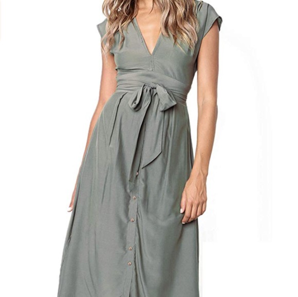 Tops - Womens Button Down V Neck Dress